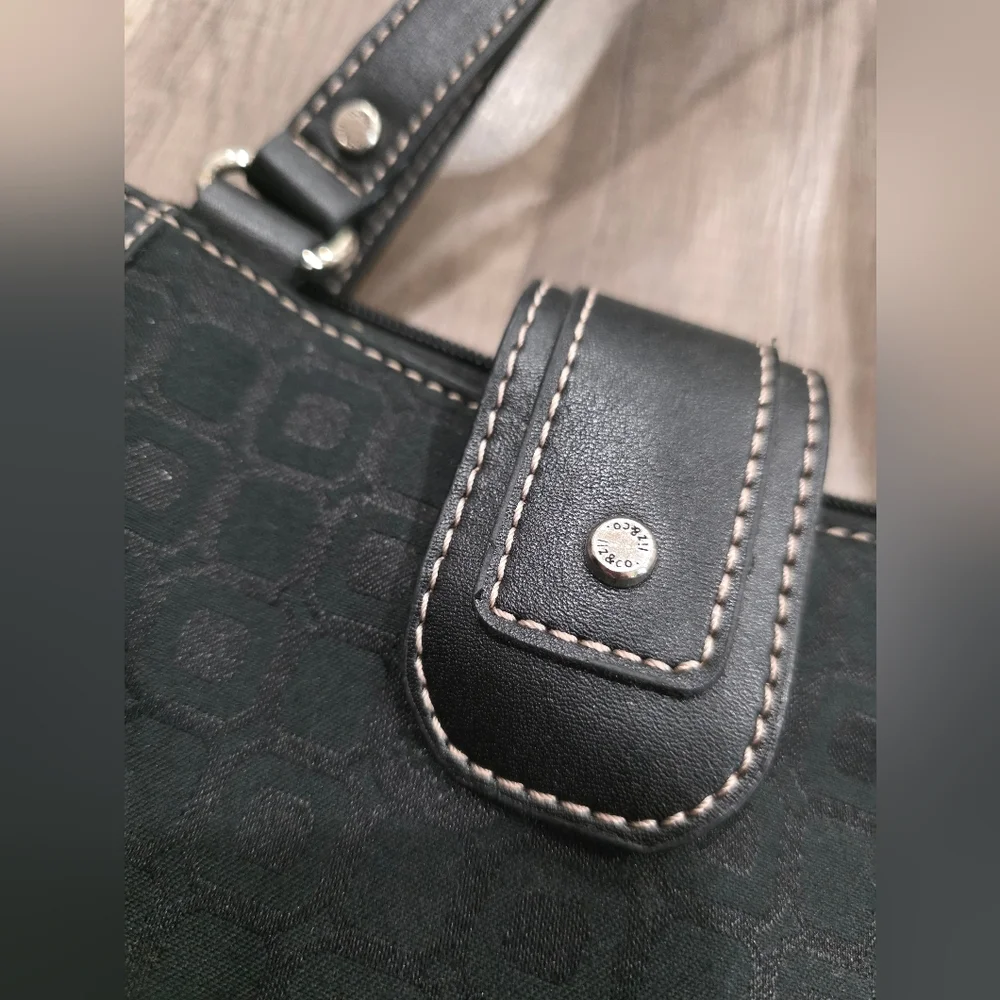 NWT Liz & Co Clairborne Black Y2k Satchel Small Wedding Formal Monogram Canvas